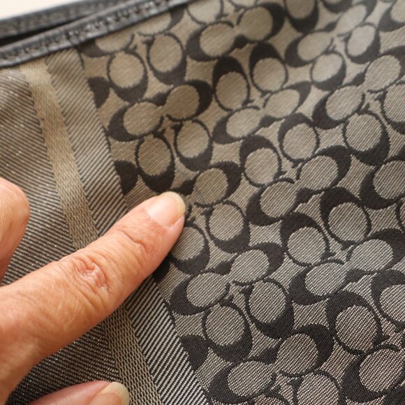 Coach Legacy Signature Stripe Duffle Shoulder Bag Black Gray D1271-19918 Adjust - Picture 12 of 12